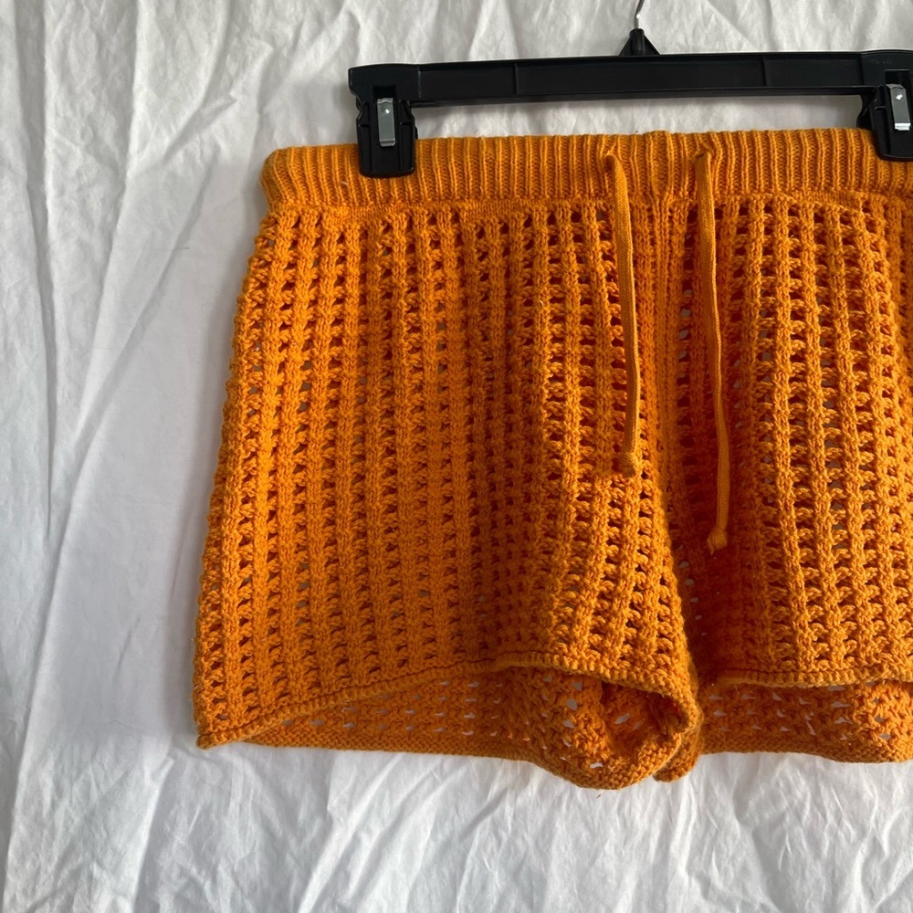 Wild Fable Orange Crochet Knit Set Top & Shorts Boho Beach Resort Size XS/S - Picture 6 of 11